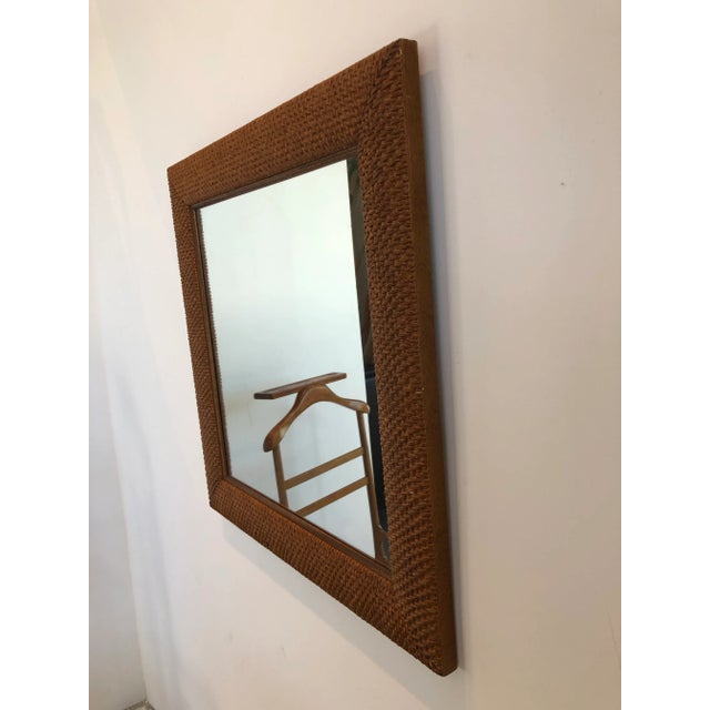 Late 20th Century Vintage Textured Wood Mirror For Sale - Image 5 of 9