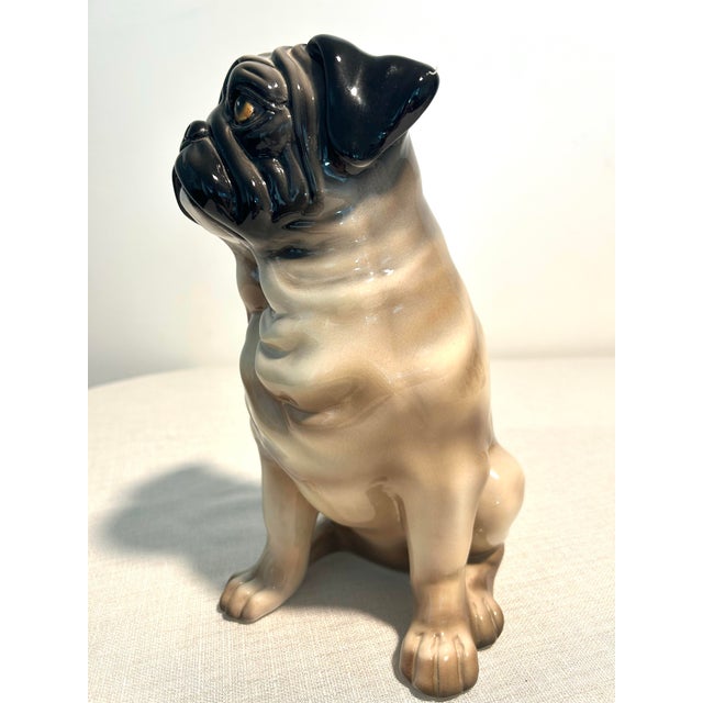 Mid-Century Modern MCM Italian Gumps Hand Painted Porcelain Pug For Sale - Image 3 of 8