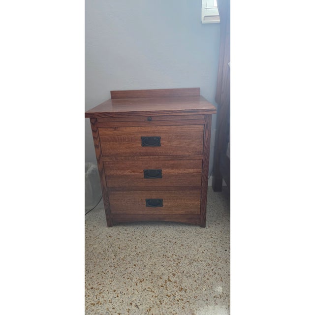 Arts & Crafts Restoration Hardware Cedar Lined Oak Night Stands For Sale - Image 3 of 11