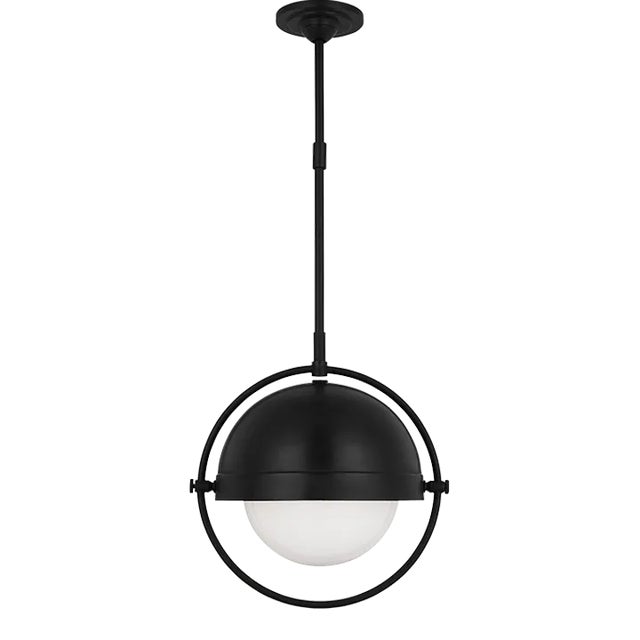 Thomas O'Brien By Visual Comfort Studio Bacall 1-Light Large Pendant in Aged Iron For Sale