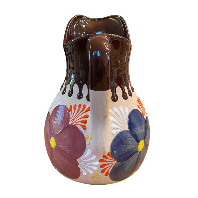 Mexican Jarro De Barro • Terra Cotta Clay Pottery Art • Pitcher • Set of 4 Cups For Sale - Image 3 of 13