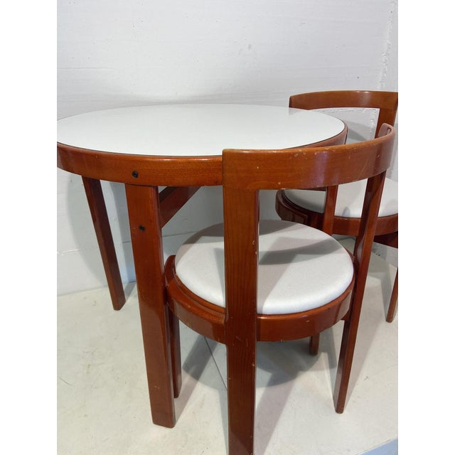 Italian Red Lacquered Wooden Breakfast Table and Chairs by Gianfranco Frattini, 1975, Set of 5 For Sale - Image 3 of 16