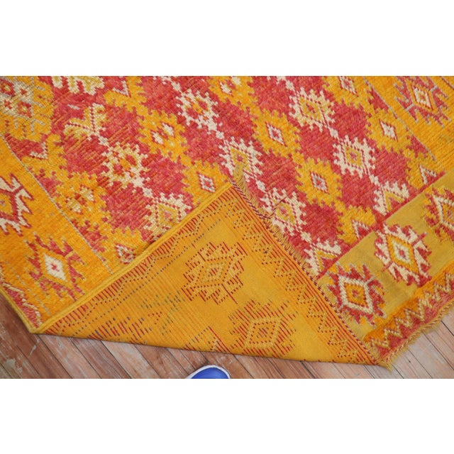 Mid 20th Century Mid 20th Century Saffron Red Quirky Moroccan Colorful Geometric Accent Rug For Sale - Image 5 of 18