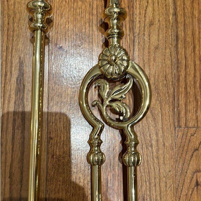 English 19th c Brass Fireplace Tools For Sale - Image 4 of 4