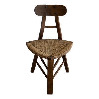 Architectural Oak & Rush Chair, Early 20th Century For Sale