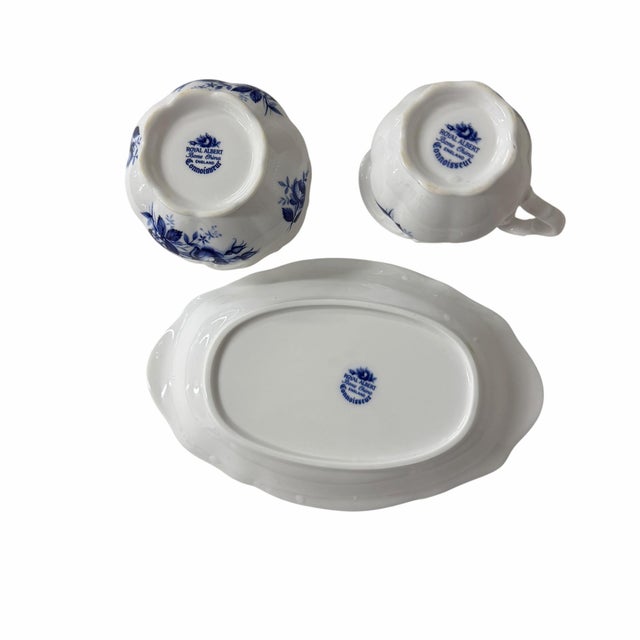 English Vintage Royal Albert Connoisseur Creamer, Open Sugar and Tray - Set of 3 For Sale - Image 3 of 4