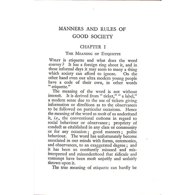 Paper "Manners & Rules of Good Society: The Authority on Etiquette" 1943 a Member of the Aristocracy For Sale - Image 7 of 7