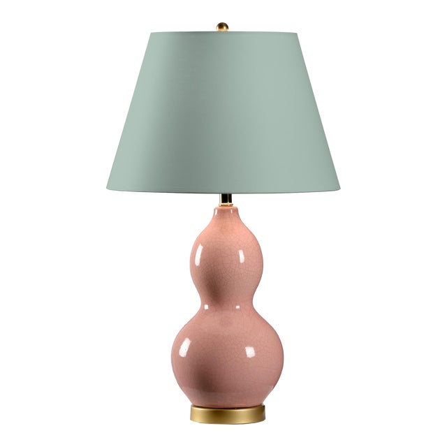 Casa Cosima Double Gourd Table Lamp, Light Pink Craquelure Base with  Palladian Blue Lamp Shade
