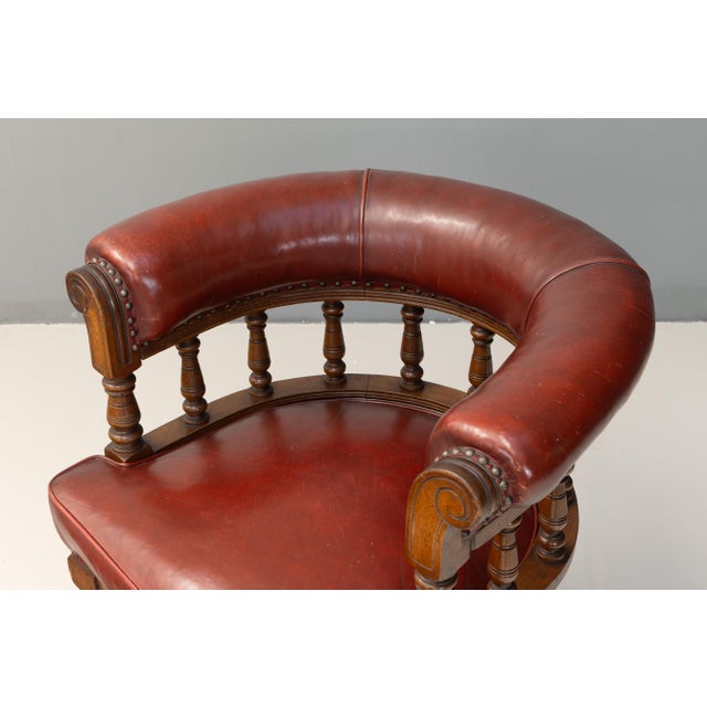 Late 19th Century Leather Desk Chair, 1880 For Sale - Image 5 of 8