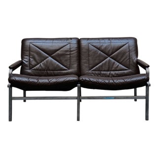 Vintage Two-Seater Leather Sofa by Andre Vandenbeuck for Strassle International, 1960s For Sale