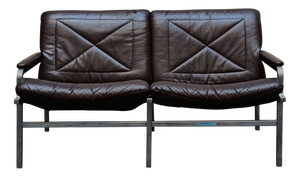 Vintage Two-Seater Leather Sofa by Andre Vandenbeuck for Strassle International, 1960s