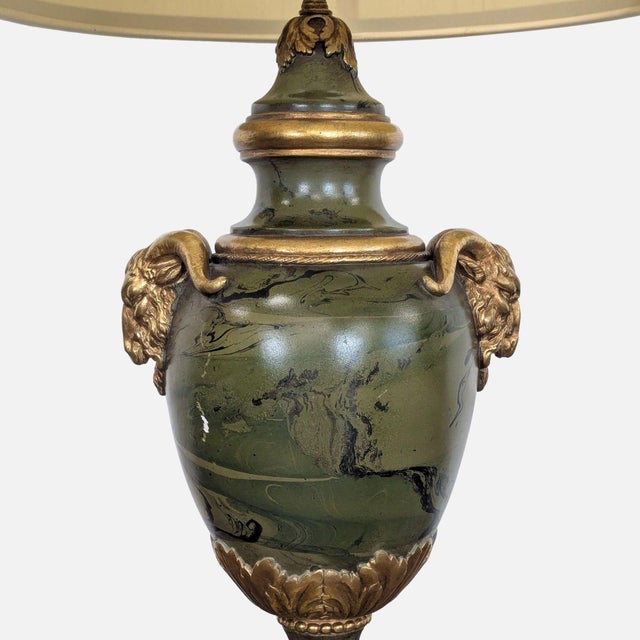 Neoclassical Ram’s Head Urn Table Lamp For Sale - Image 4 of 9