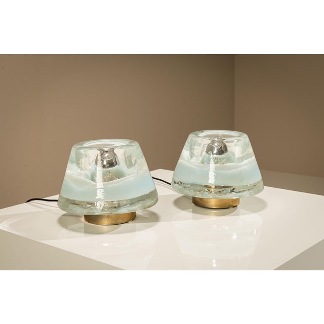 Blue and Clear Murano Glass Table Lamps from Leucos, Italy, 1970s, Set of 2 For Sale - Image 16 of 16