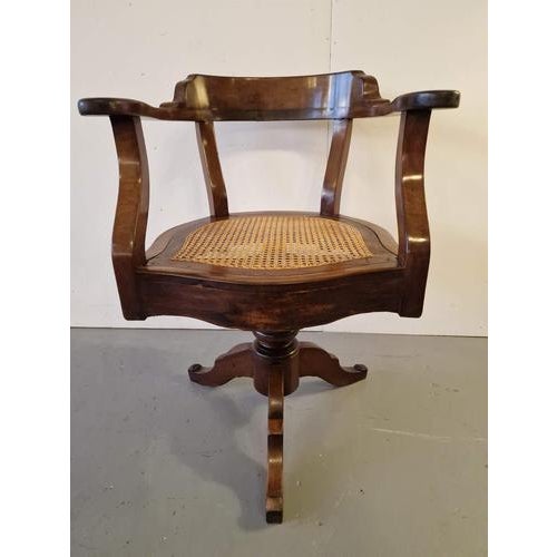 Vintage French Desk Chair in Mahogany For Sale - Image 4 of 5