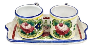 Vintage Deruta Pottery Expresso Cups & Tray Set- 3 Pieces