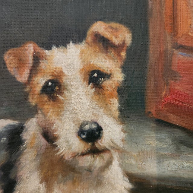 American Fox Terrier Dog Oil Portrait Painting For Sale - Image 3 of 4