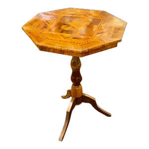 19th Century Italian Inlaid Walnut Side Table From Sorrento