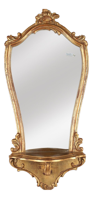 Baroque Gilt Resin Mirror with Plateau from Deknudt, Belgium, 1970s