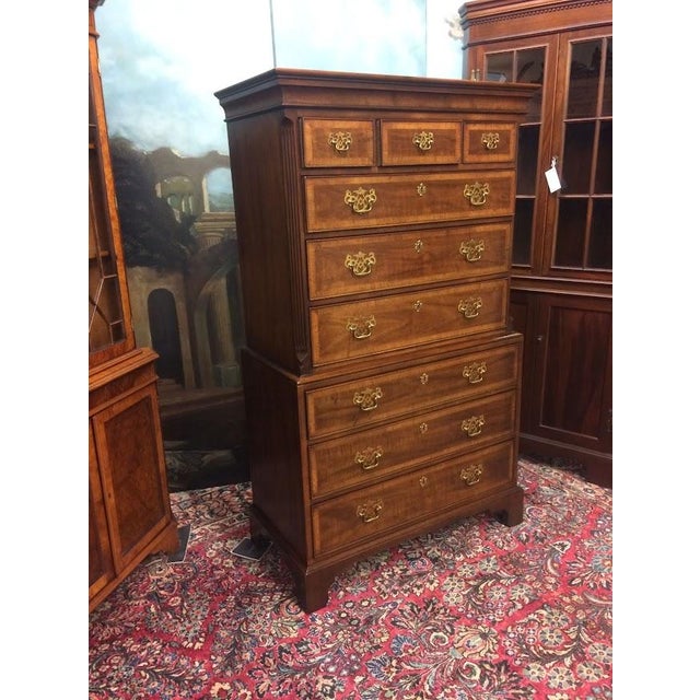 Vintage Henredon Chest on Chest, Banded Tall Chest For Sale - Image 6 of 16