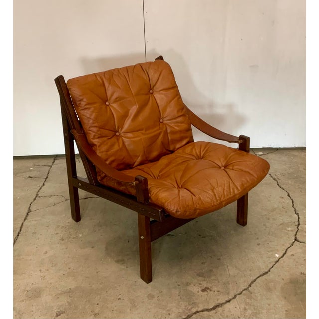 Brown 1960s Hunter Lounge Chair Attributed to Torbjørn Afdal for Bruksbo For Sale - Image 8 of 17
