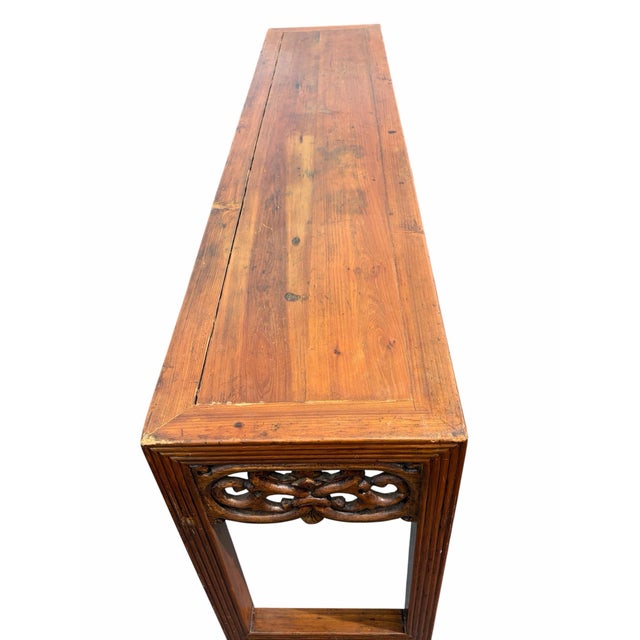 1900 - 1909 Heavily Carved Antique Asian Console / Altar Table For Sale - Image 5 of 6