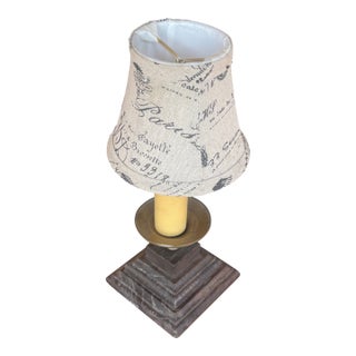 Vintage French Style 1940s Wood Base Candlestick Night Lamp For Sale