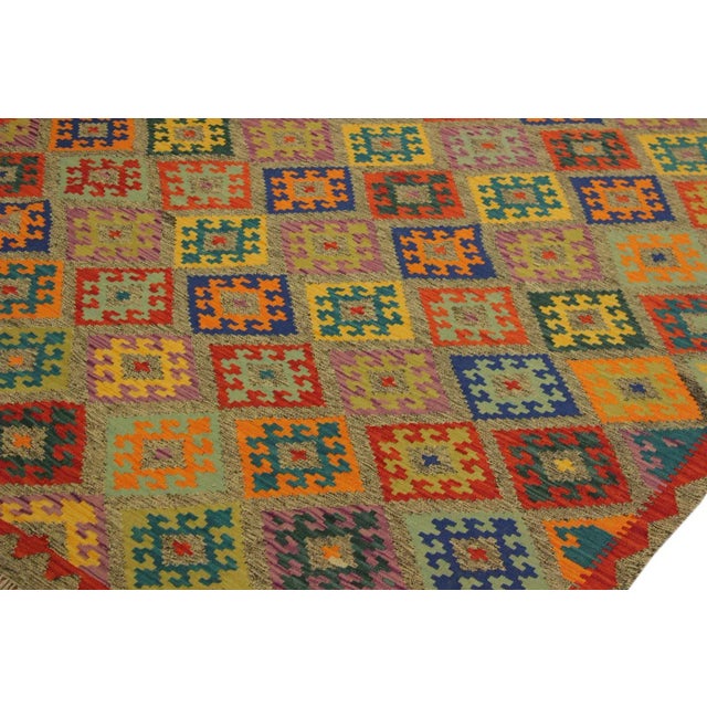 1990s 1990s Rustic Kilim Gray Blue Wool Rug - 6'10" X 10'0" For Sale - Image 4 of 7