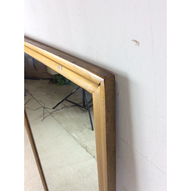 Mid Century Modern Rectangular Wall Mirror With Blonde Wood Frame For Sale - Image 9 of 17