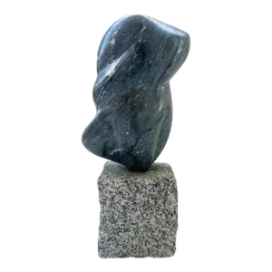 Abstract and Figurative Marble Hand-Carved Sculpture on a Granite Base
