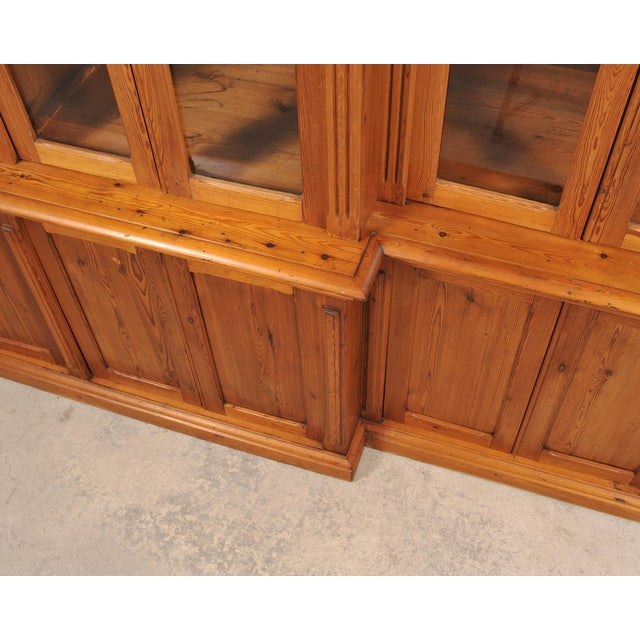 French Provincial Pine Library Bibliotheque Bookcase 10 Ft For Sale - Image 12 of 18