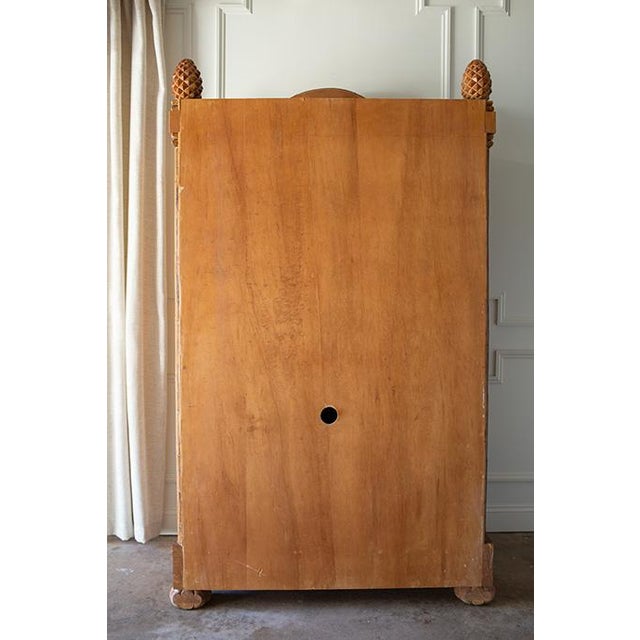 1970's Rattan Etched Wood Safari Armoire Wardrobe Storage Cabinet For Sale - Image 11 of 14