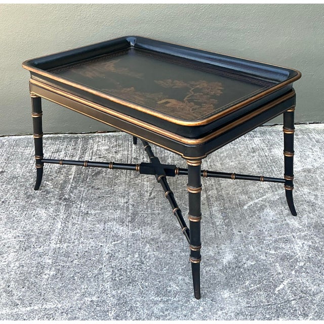 Wood Vintage Chinoiserie Tray Coffee Table For Sale - Image 7 of 12