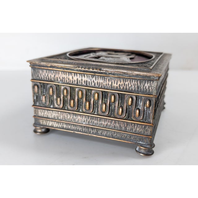 Art Deco 20th Century Gun Metal Gray Art Deco Bronze Dresser Box by Oscar Bach For Sale - Image 3 of 13