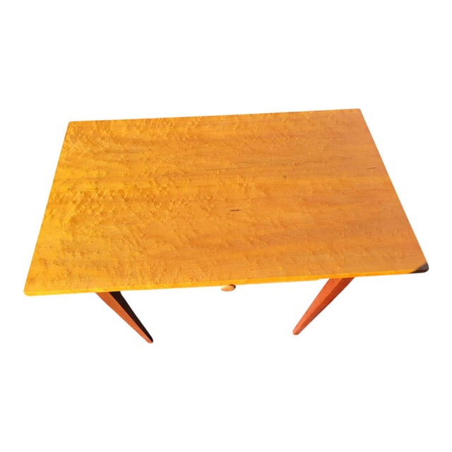 Vintage 1970s Birdseye Maple Shaker Style Hall Table W/ Drawer – Solid Wood For Sale - Image 10 of 18