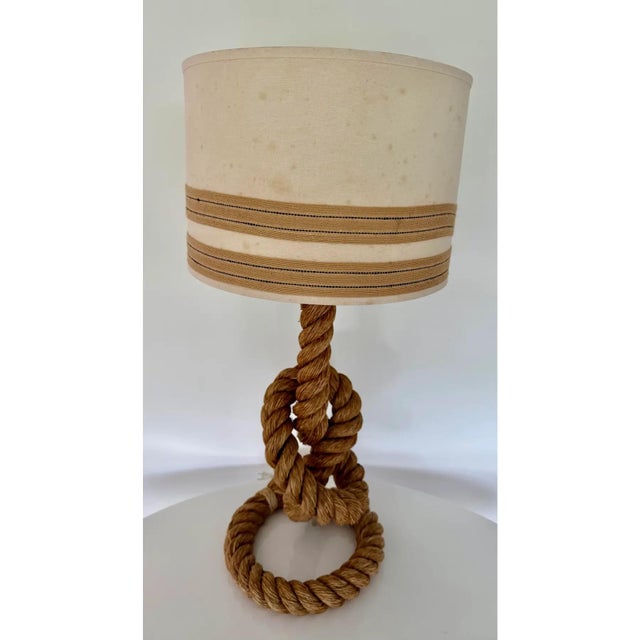 Large Mid-Century French Rope Work Table Lamp in the Style of Audoux-Minet For Sale In Miami - Image 6 of 7