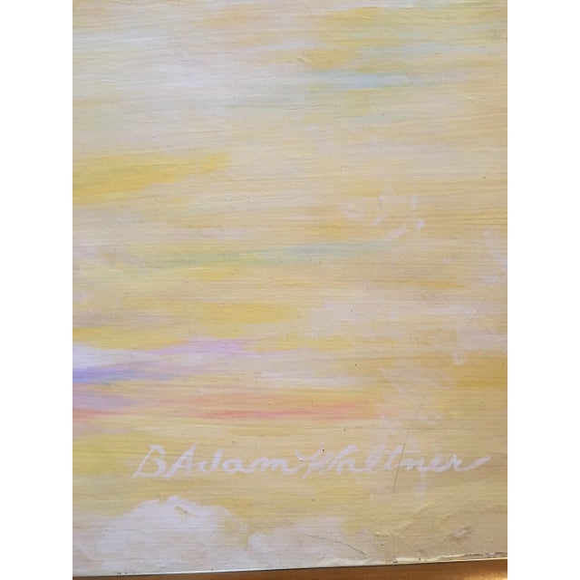 Large Vintage Mid Century Abstract Oil Painting 1977 Signed 48x35 For Sale In New York - Image 6 of 11
