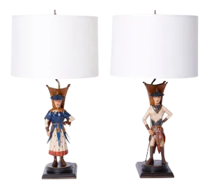 Figural Tole Table Lamps - A Pair