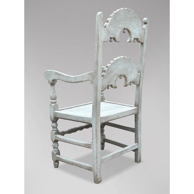 Antique Painted Carved Oak Derbyshire Dining Chairs, 1910, Set of 8 For Sale - Image 6 of 15