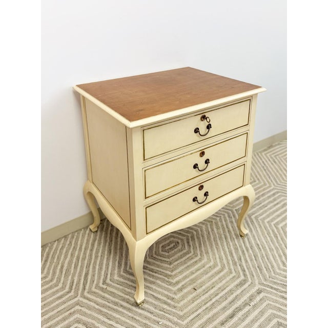 Beige Beige Vintage Provincial Chest of Three Drawers Storage Wood Dresser Lock/Keys For Sale - Image 8 of 11