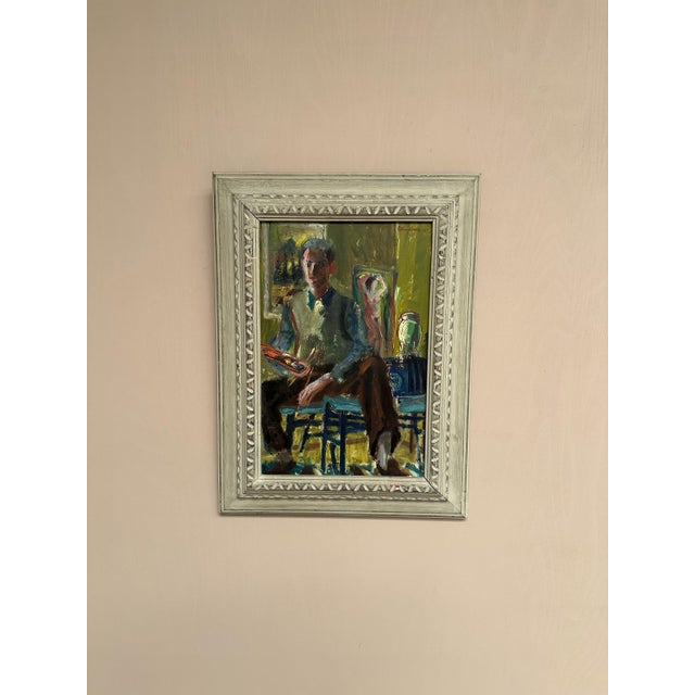 Einar Lindberg, Artist in His Studio, 1947, Oil Painting on Panel, Framed For Sale - Image 9 of 18