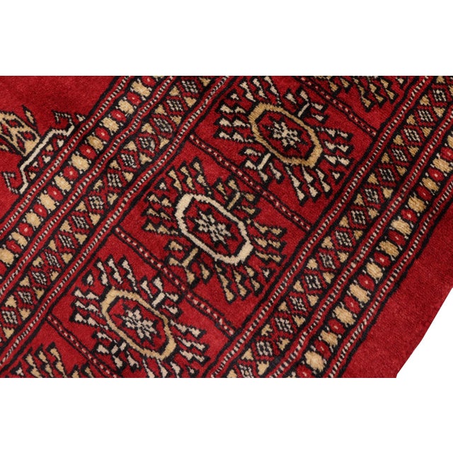 Beige Rustic Bokhara Red Beige Hand Knotted Rug For Sale - Image 8 of 9