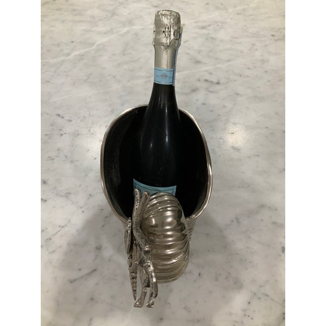 Sculptural Nautilus Shell Wine Cooler / Holder in Nickel-Plated Aluminum - Palm Beach Regency, Coastal, Beach House Must Have - See Pics! For Sale - Image 9 of 11