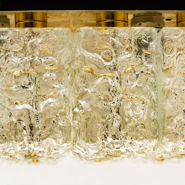 Large Thick Textured Glass Ceiling Flushmount from Kaiser, 1960s For Sale - Image 6 of 18