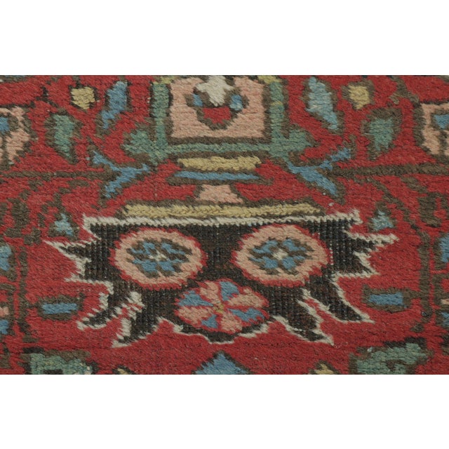 Traditional Antique Heriz Runner in Red With Polychromatic Classic Medallions - Rug & Kilim For Sale - Image 3 of 7