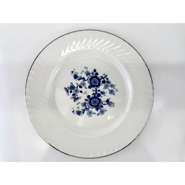 Mid-Century Modern Vintage Mid Century Enoch Wedgwood “Royal Blue Ironstone” Plates, Set of 8 For Sale - Image 3 of 13