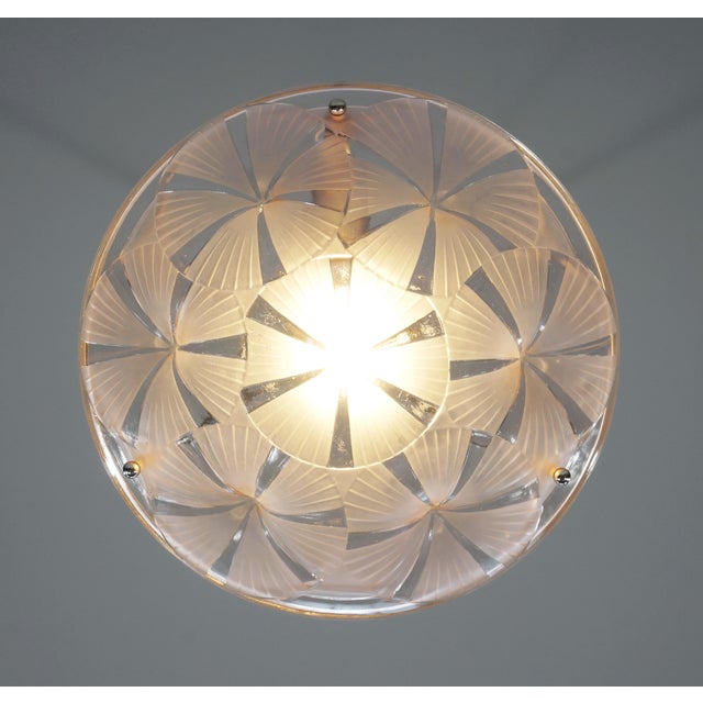 Metal French Art Deco Pendant Light by Francis Hubens & Degue - 1930 France For Sale - Image 7 of 13