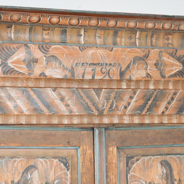 Late 18th Century Original Hand-Painted Swedish Cabinet, Dated 1790 For Sale - Image 9 of 14