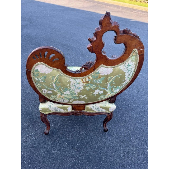 19th Century Carved Rococo Revival Bergere Armchair With Ram's Head Knees, Louis XV For Sale - Image 11 of 17