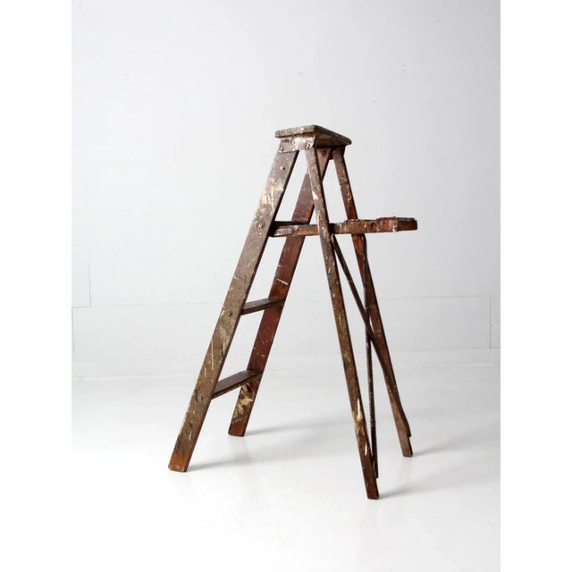 Early 20th Century Vintage Painter's Wooden Folding Ladder For Sale - Image 5 of 13