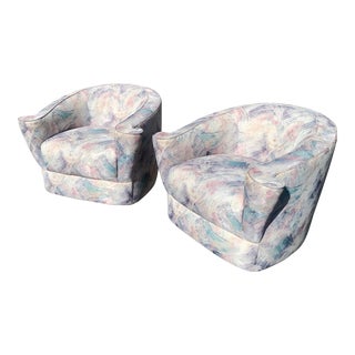 1980s Postmodern Swivel Club Chairs by Leggett & Platt - a Pair For Sale